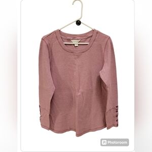 Christopher and Banks Long Sleeve Waffle Top in Rose/Pink Size Large
